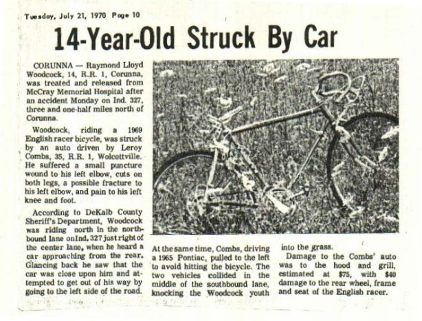 1970-07-21 Article re Getting Hit on Bike